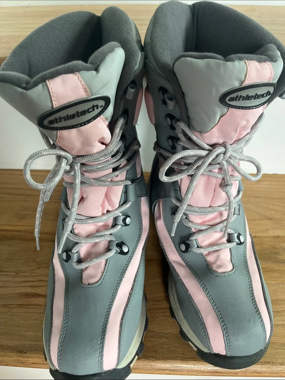 Athletech Pink and Gray Women's Lace-Up Winter Boots
